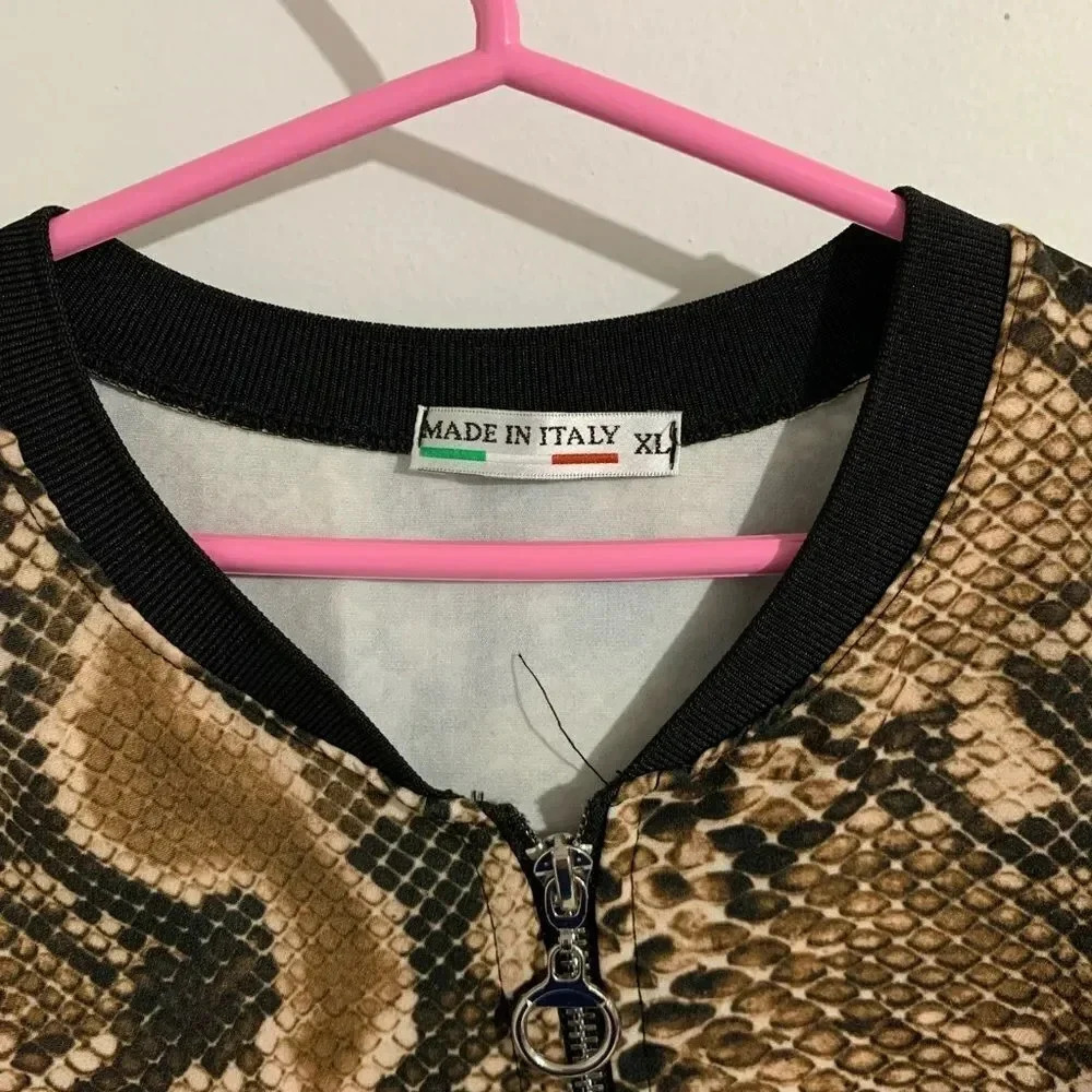 Made in Italy snake print bomber jacket size L - Picture 2 of 4